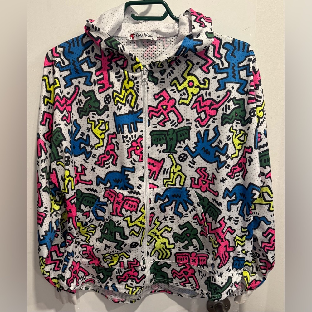 Keith Haring x Big Bang Italy mesh hoodie jacket pop art unisex skater street L